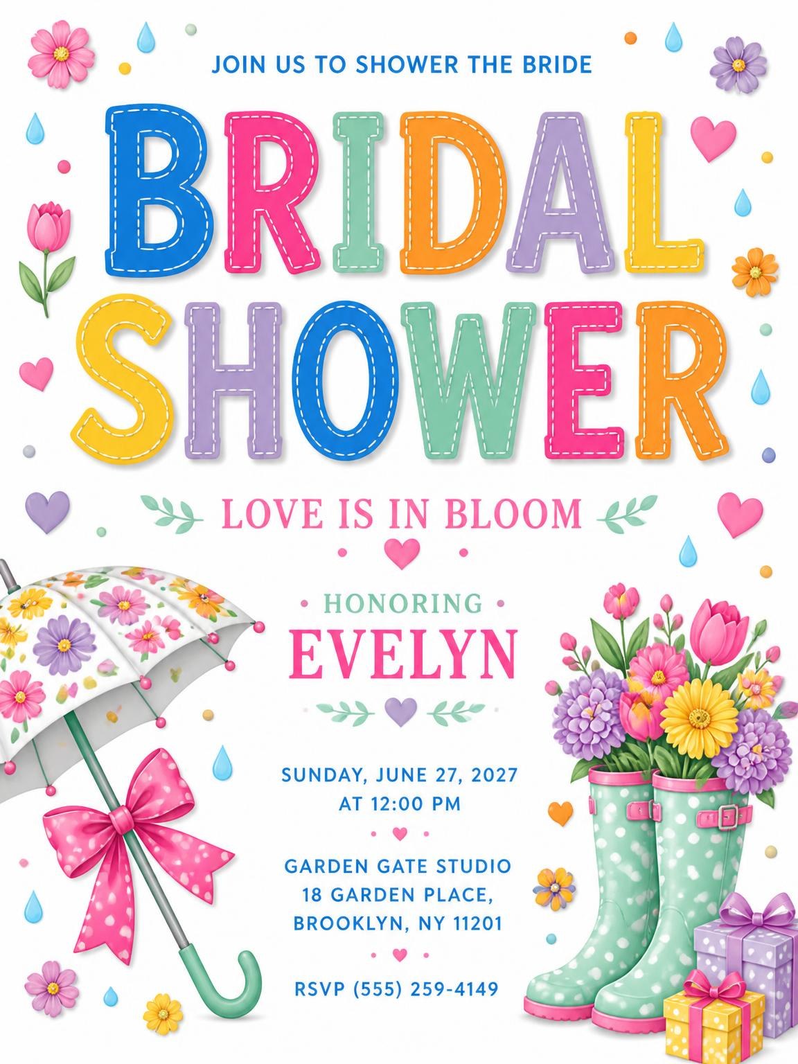 Patterned Floral Bridal Shower Invitation