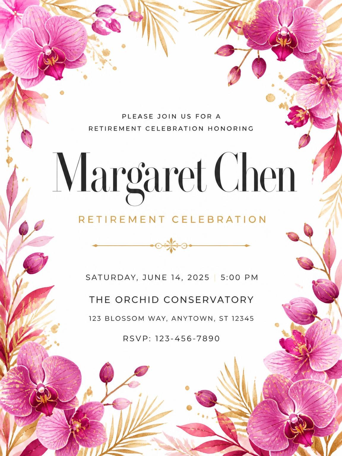 Flowers Buds Retirement Celebration Invitation