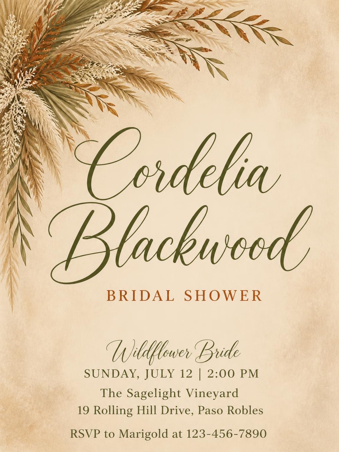 Dried Pampas Grass Bridal Shower