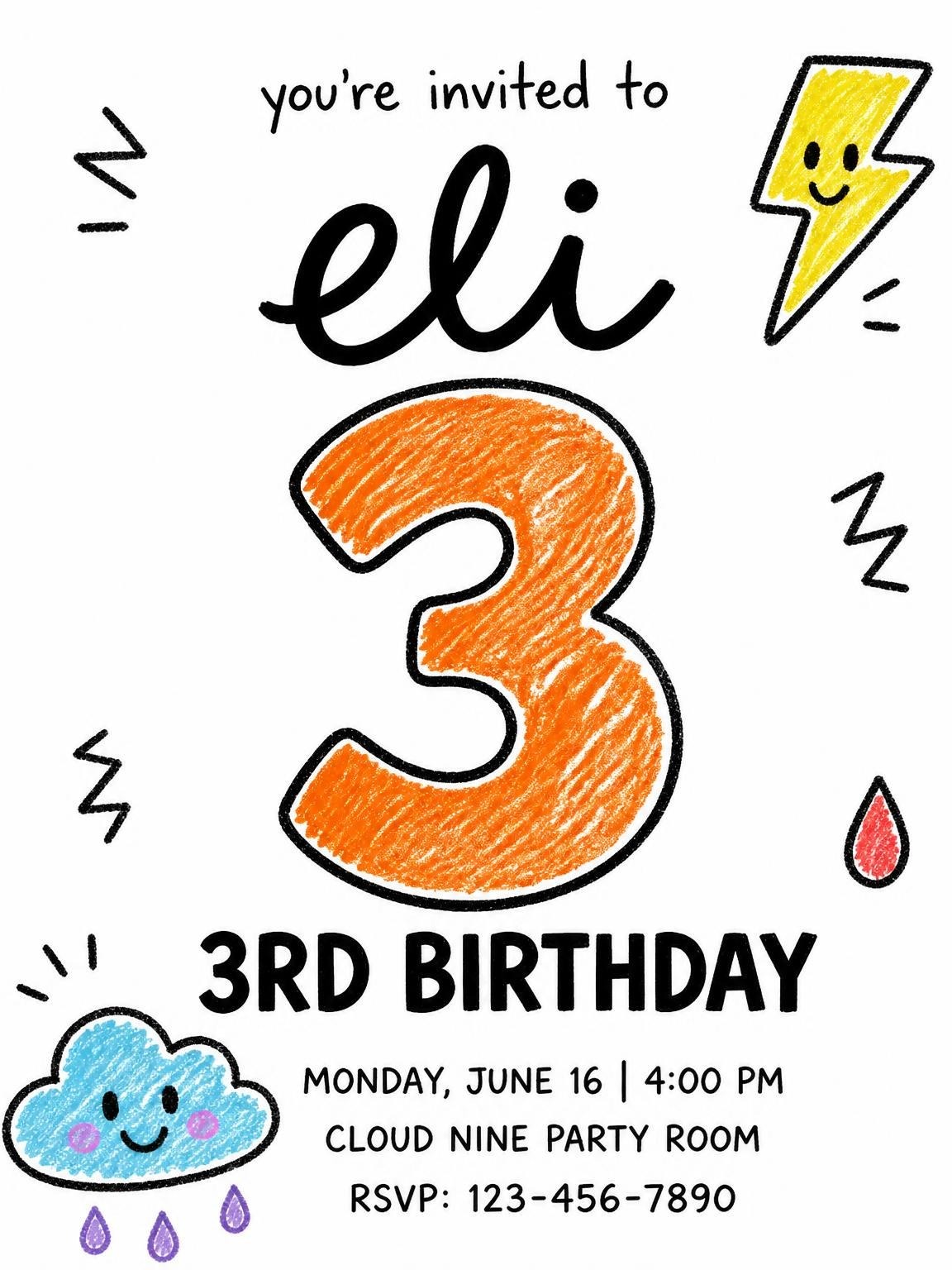 Crayon Weather Motif 3rd Birthday