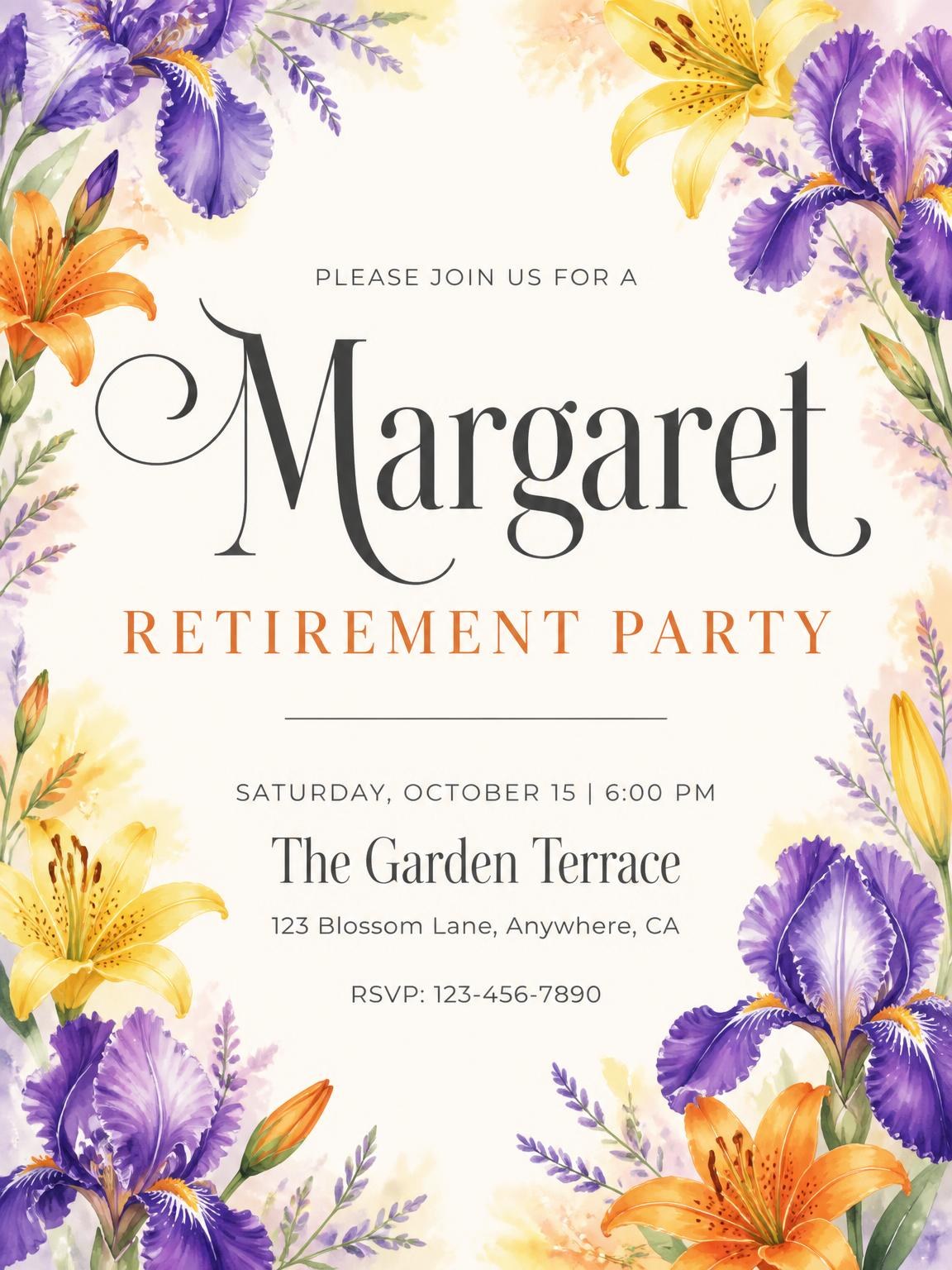Botanical Retirement Party Invitation