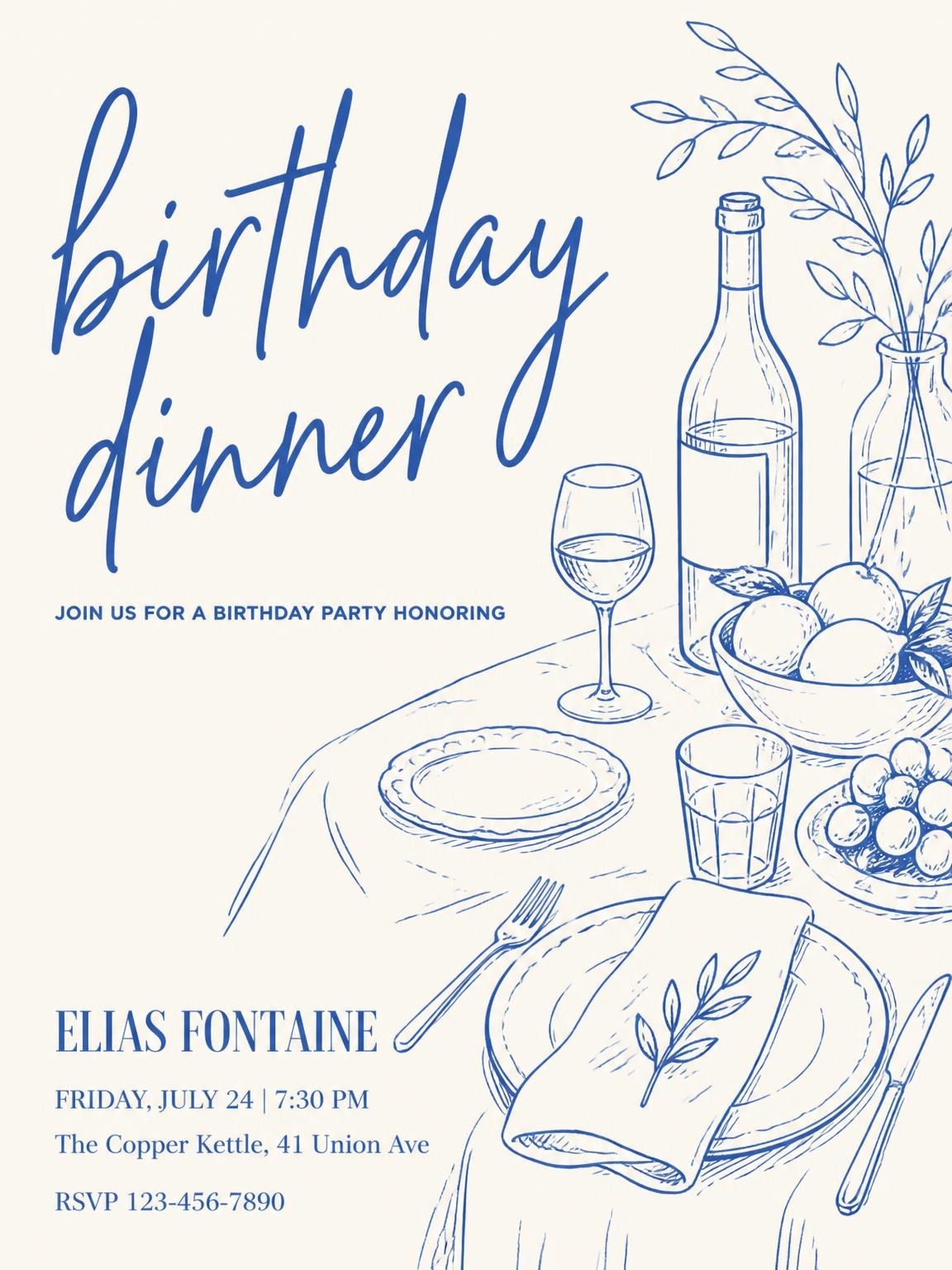 Blue Line Art Bistro Birthday Dinner