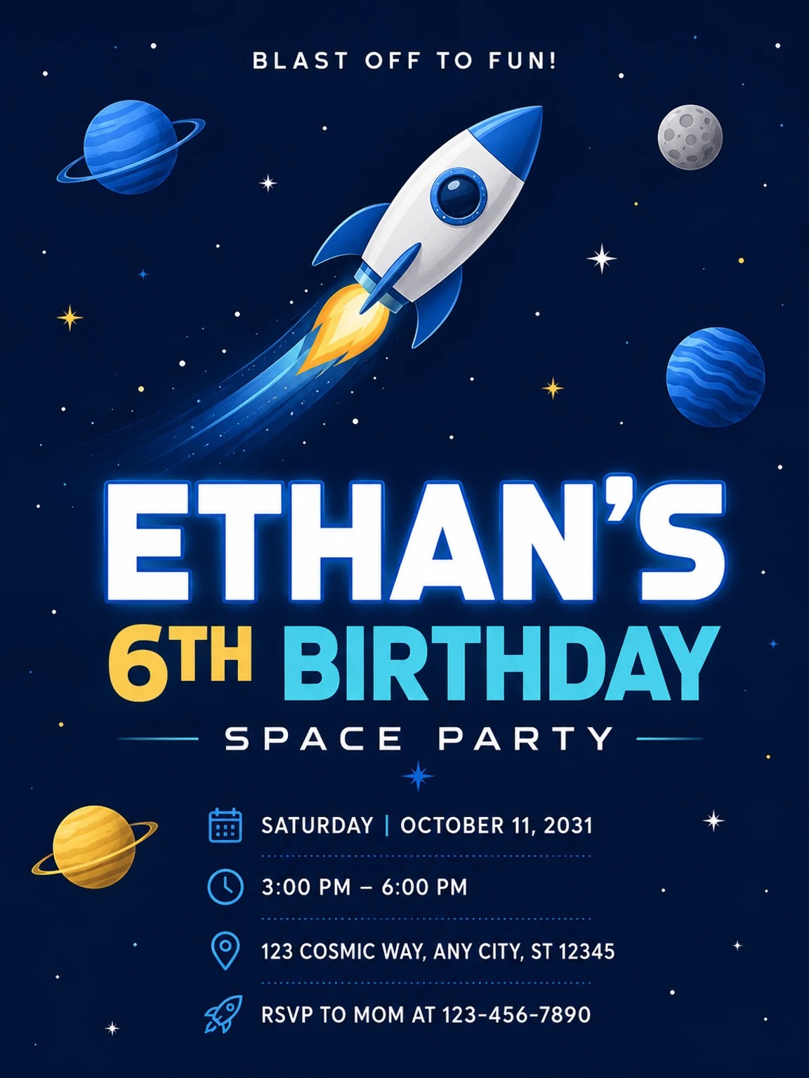 Cosmic Rocket Ship 6th Birthday Celebration