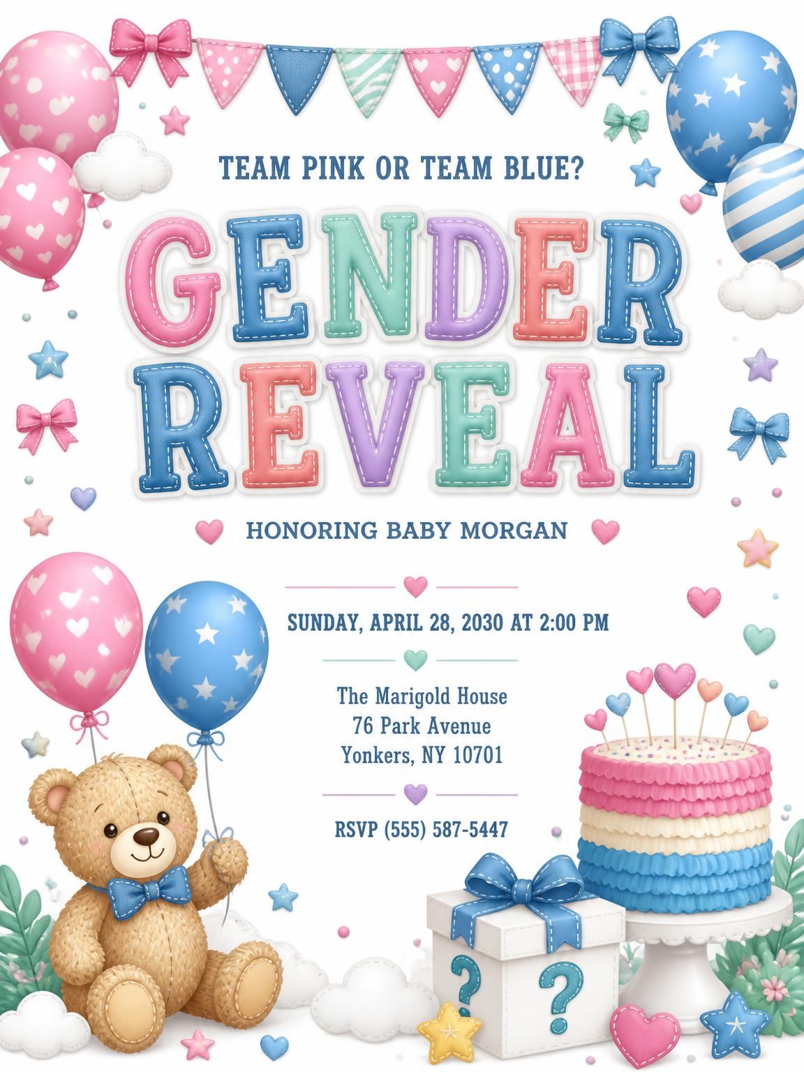 Tiered Cake Gender Reveal Invitation