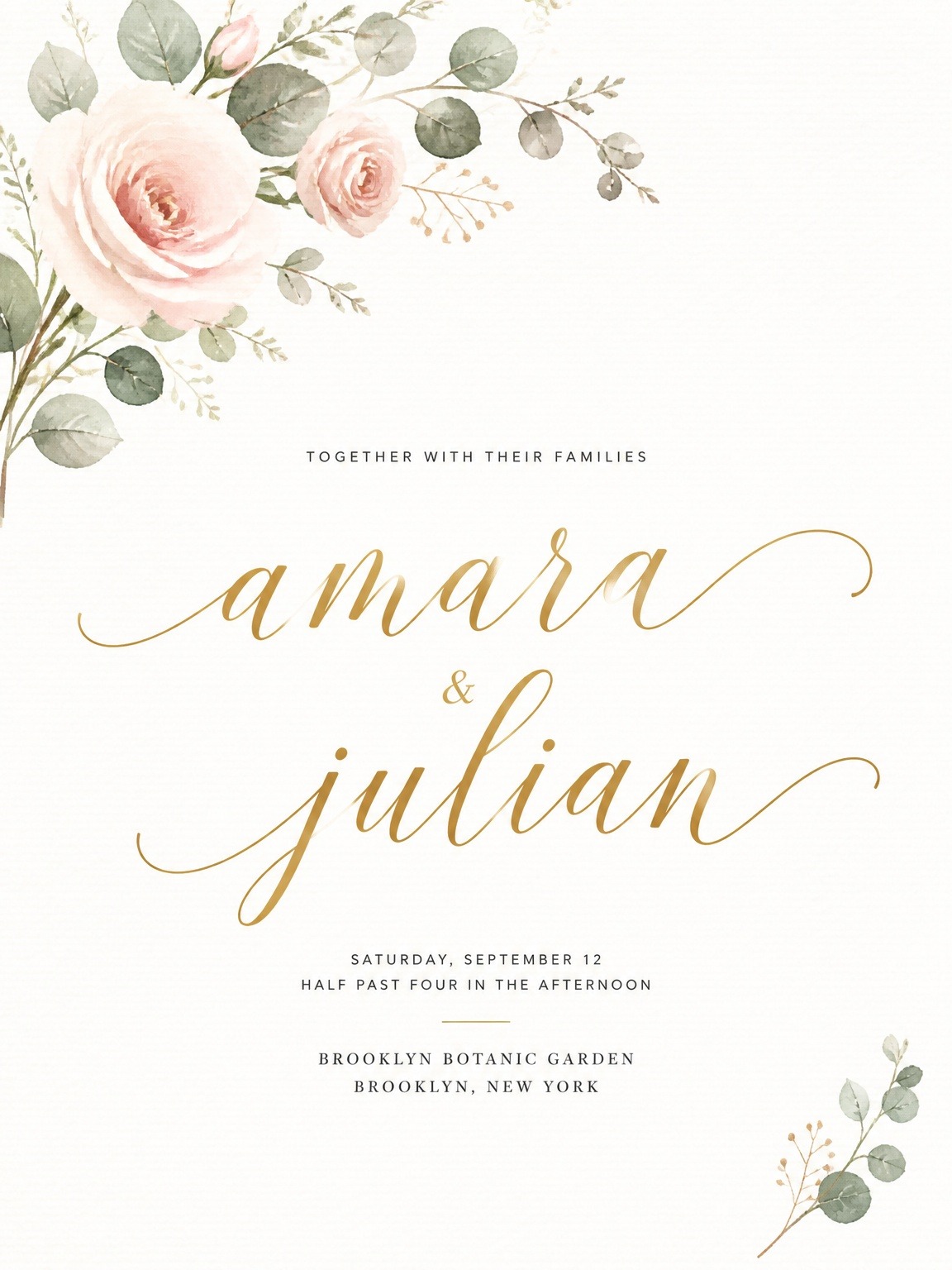 Blush Rose Eucalyptus Wedding Invitation