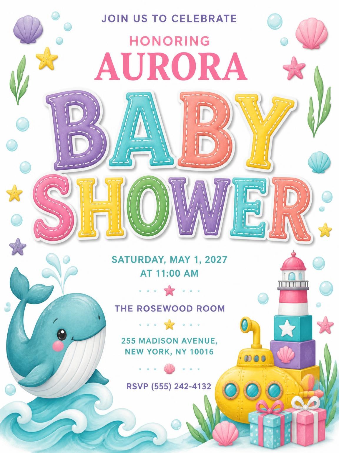 Yellow Submarine Baby Shower Invitation