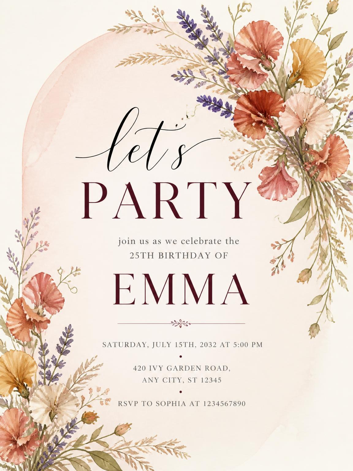 Terracotta Arch Wash 25th Birthday Invitation