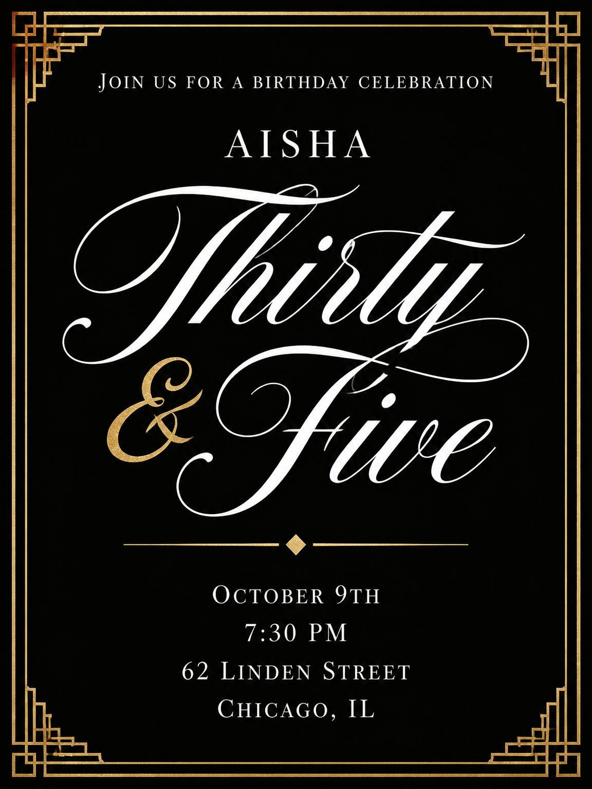 Art Deco 35th Birthday Invitation