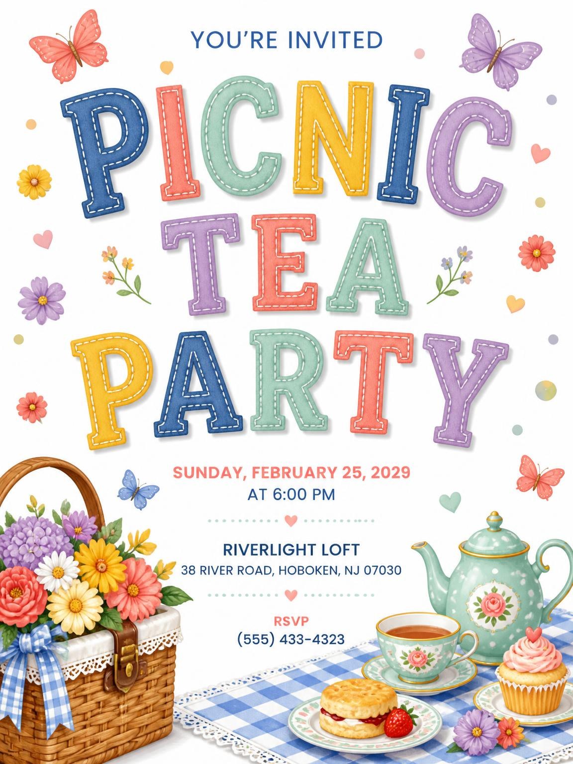 Picnic Basket Tea Party Invitation