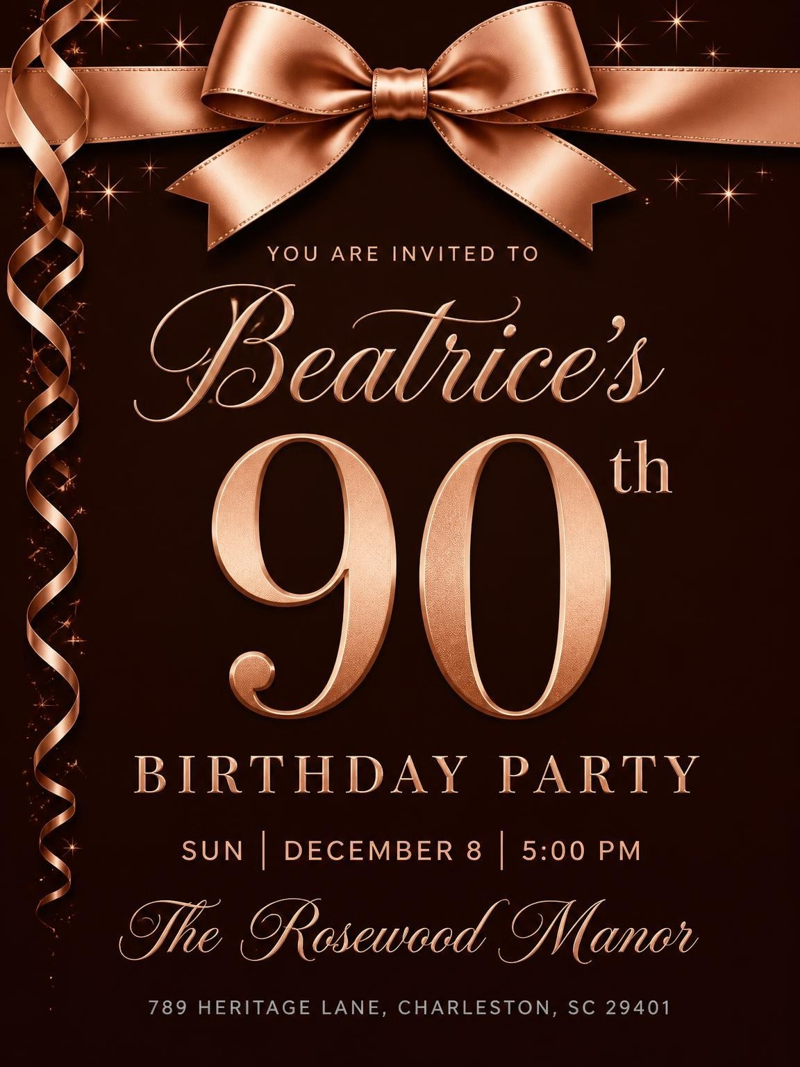 Bronze Ribbon Metallic 90th Birthday