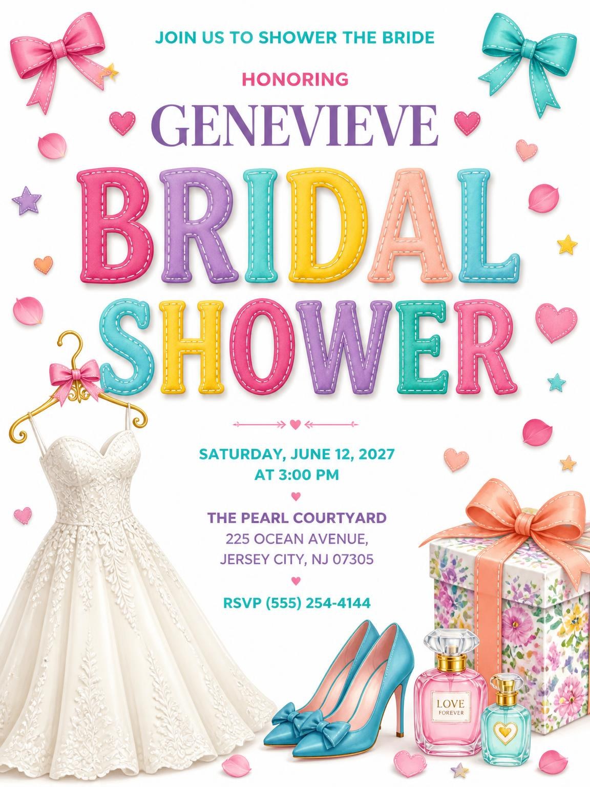 Satin Bows Bridal Shower Invitation