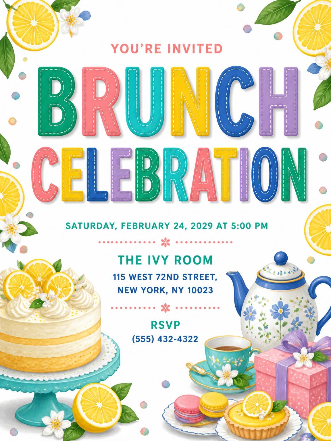 Lemon Leaf Brunch Celebration Invitation