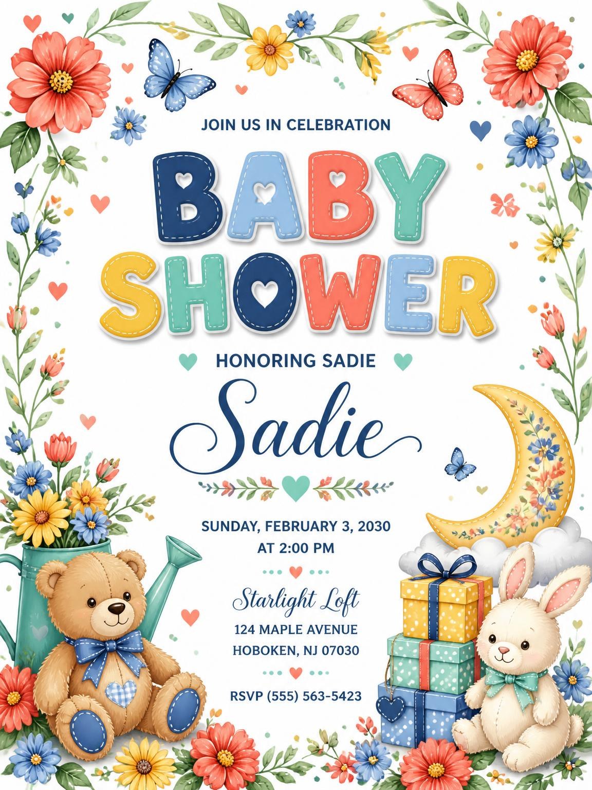 Whimsical Creatures Baby Shower Invitation