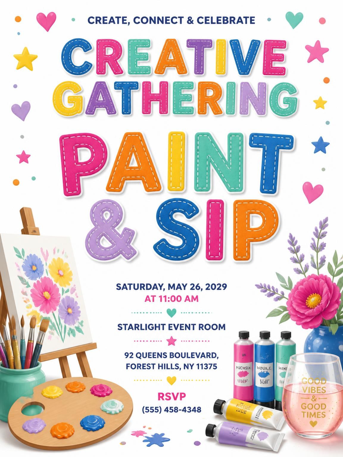 Mini Easel Paint & Sip Party Invitation
