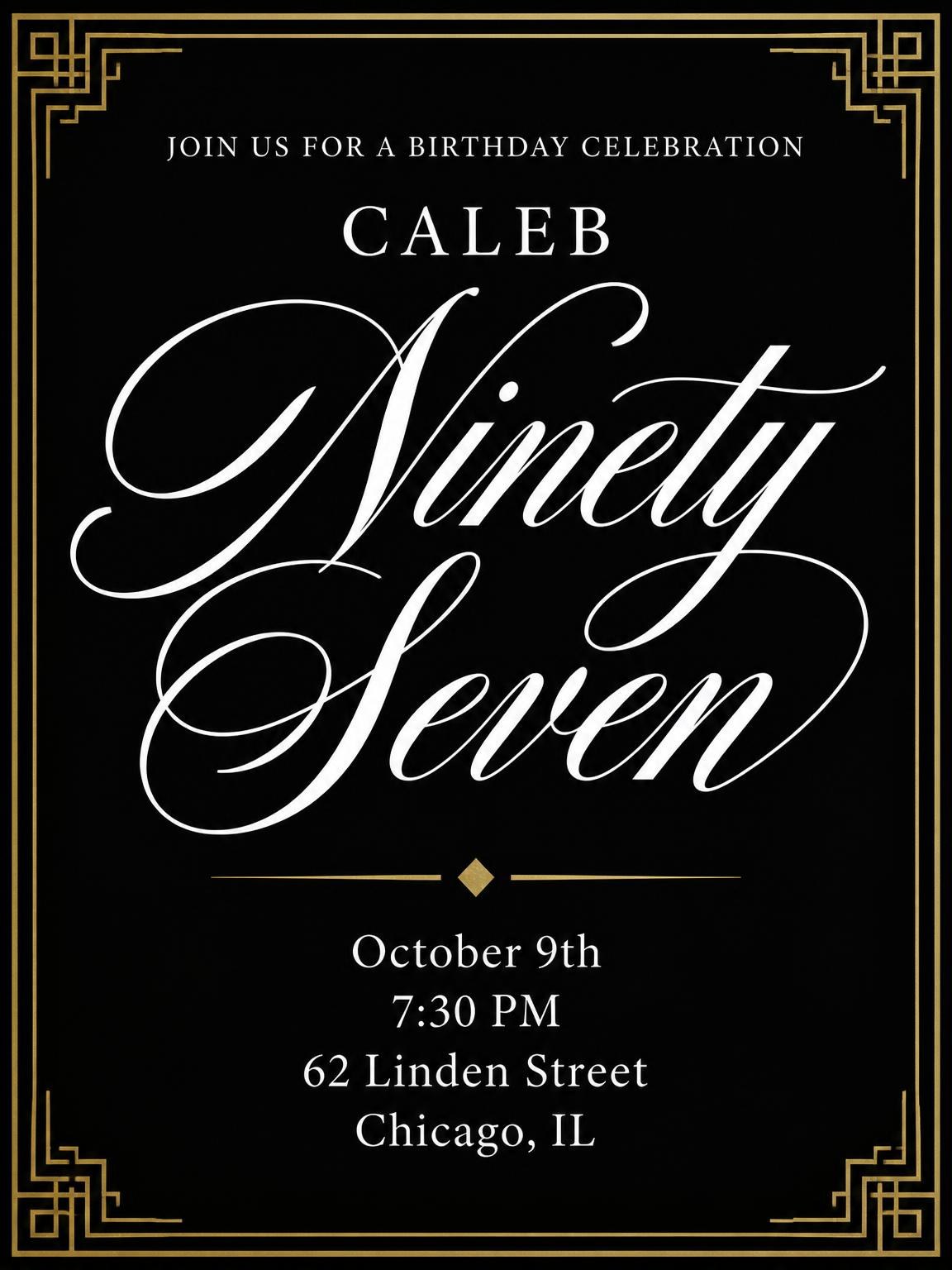 Art Deco 97th Birthday Invitation