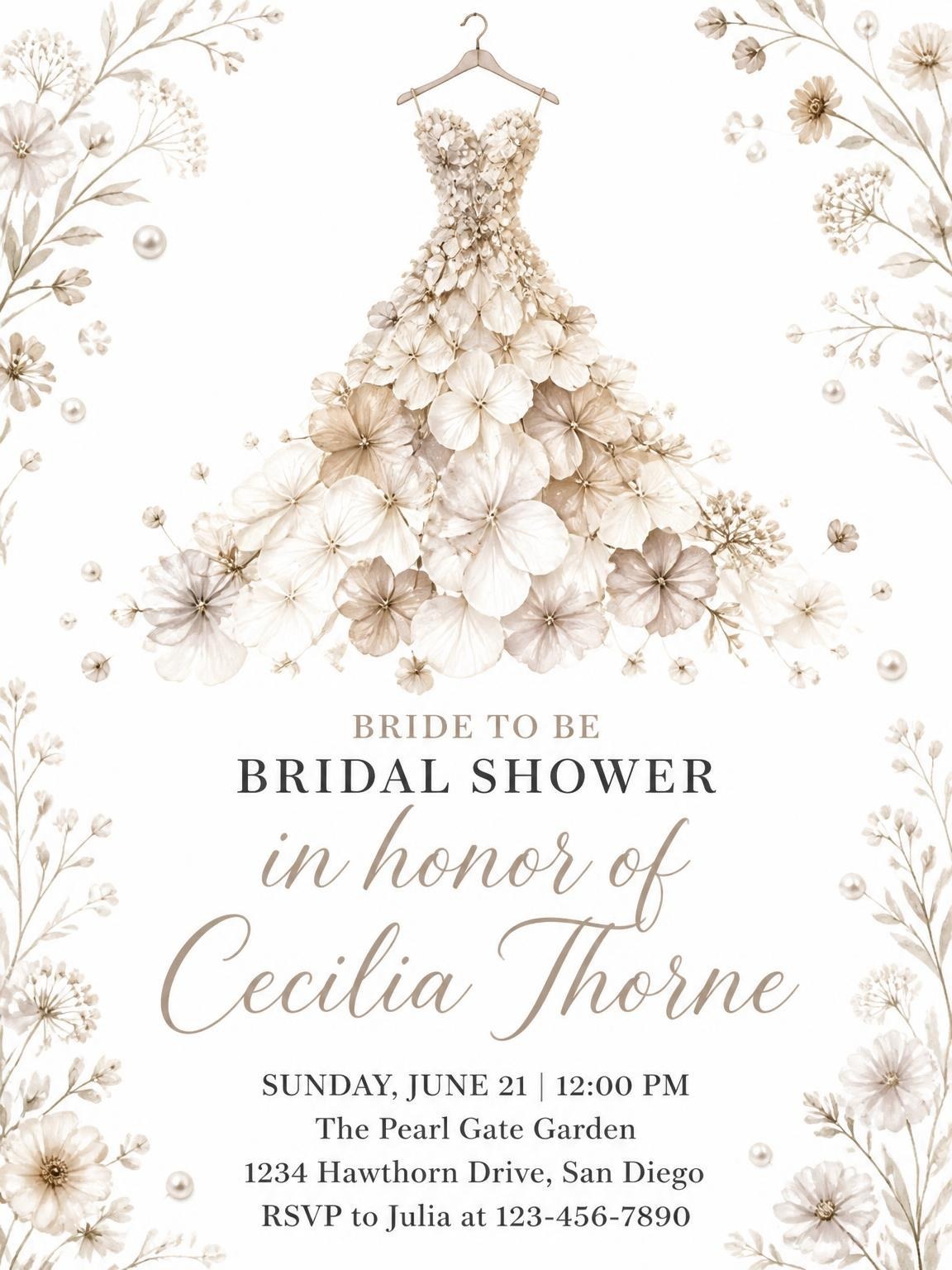 Watercolor Hydrangea Gown Bridal Shower