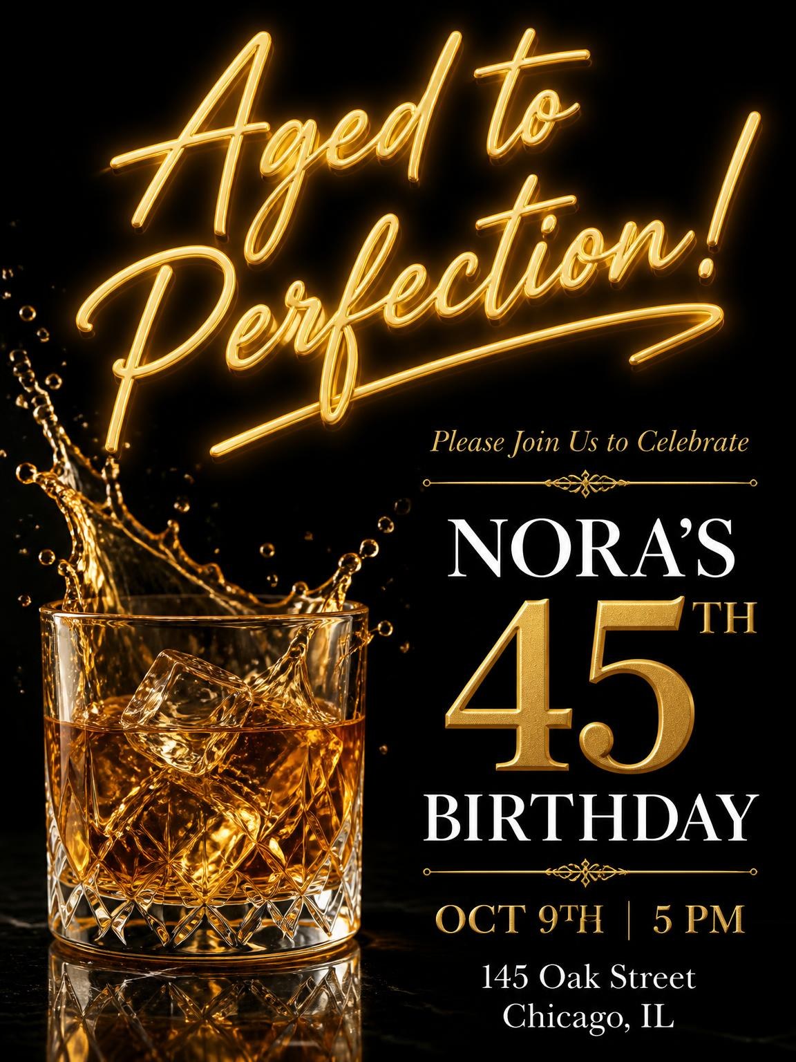 Crystal Whiskey 45th Birthday Invitation