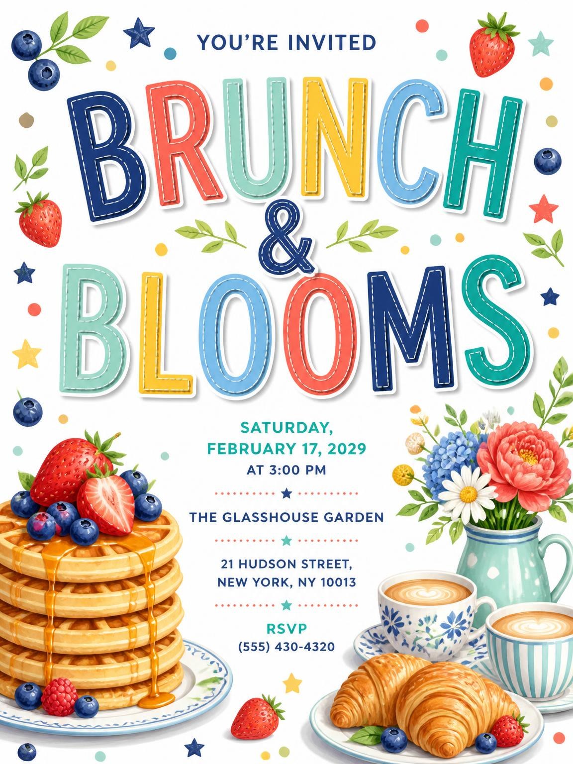 Waffle Stack Brunch Invitation