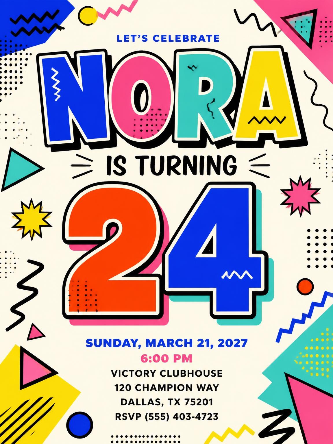 Memphis Pop 24th Birthday Invitation