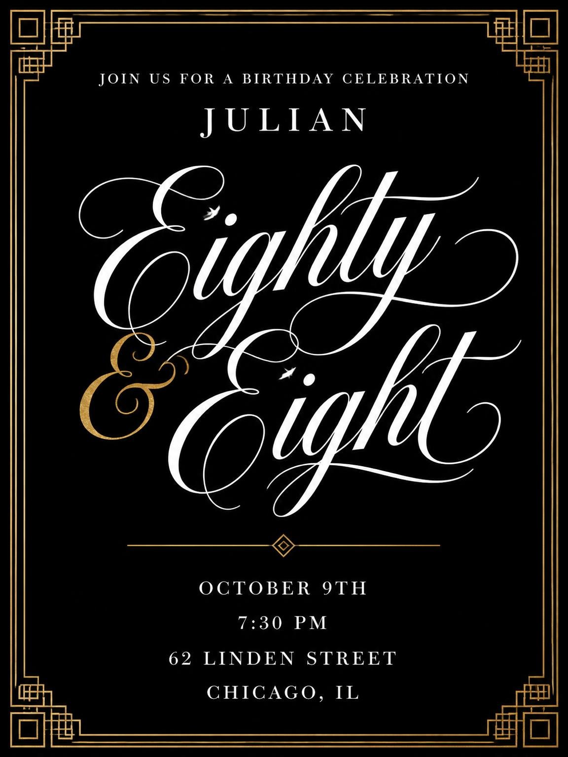 Art Deco 88th Birthday Invitation