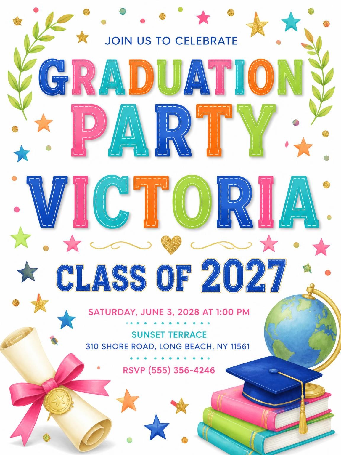 Diploma Scroll Graduation Party Invitation