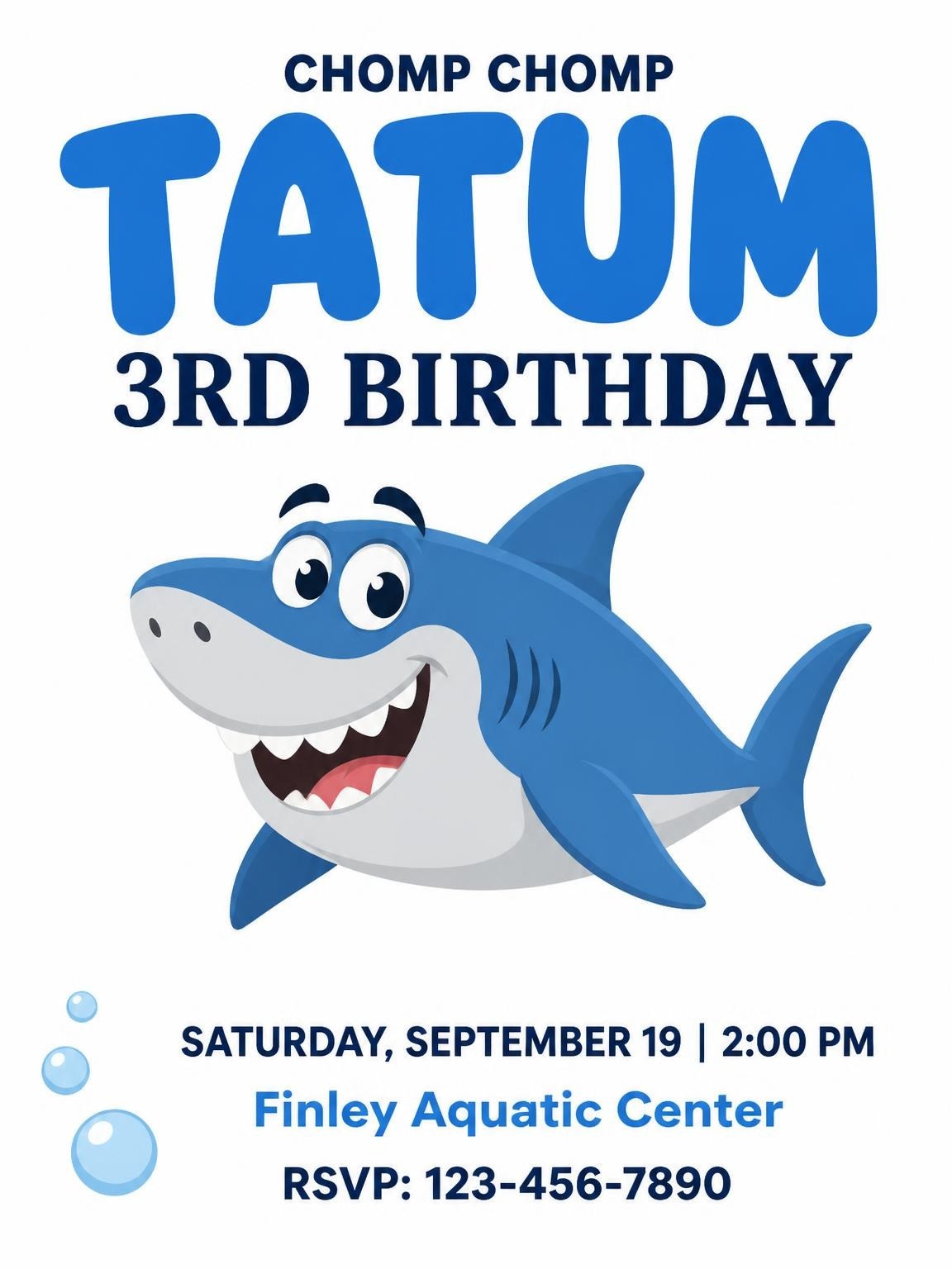 Blue Shark Cartoon 3rd Birthday