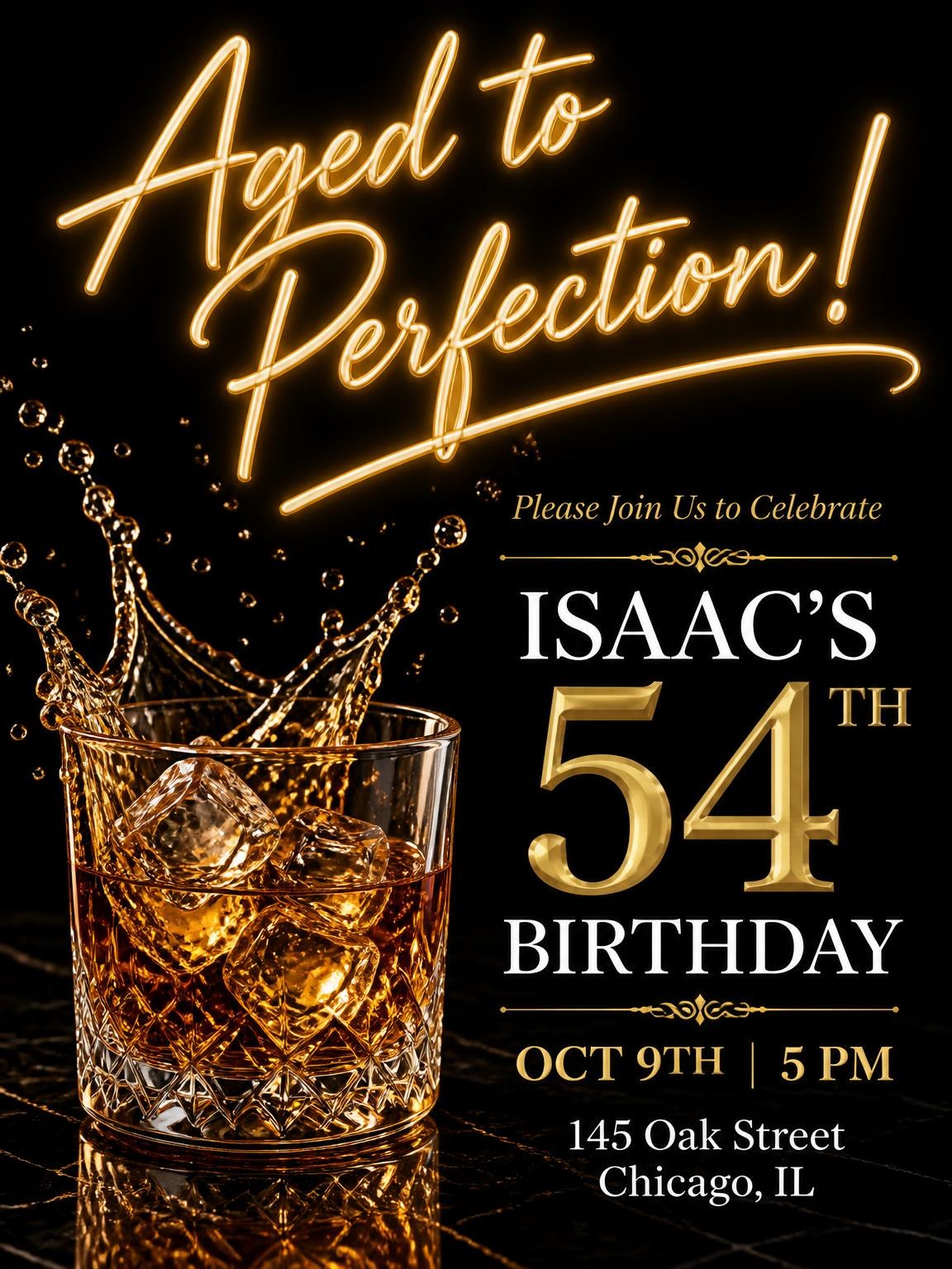 Aged to Perfection 54th Birthday Invitation