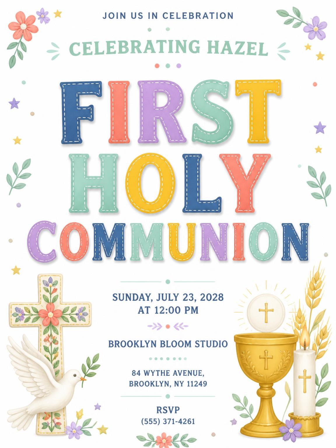 Chalice First Holy Communion Invitation