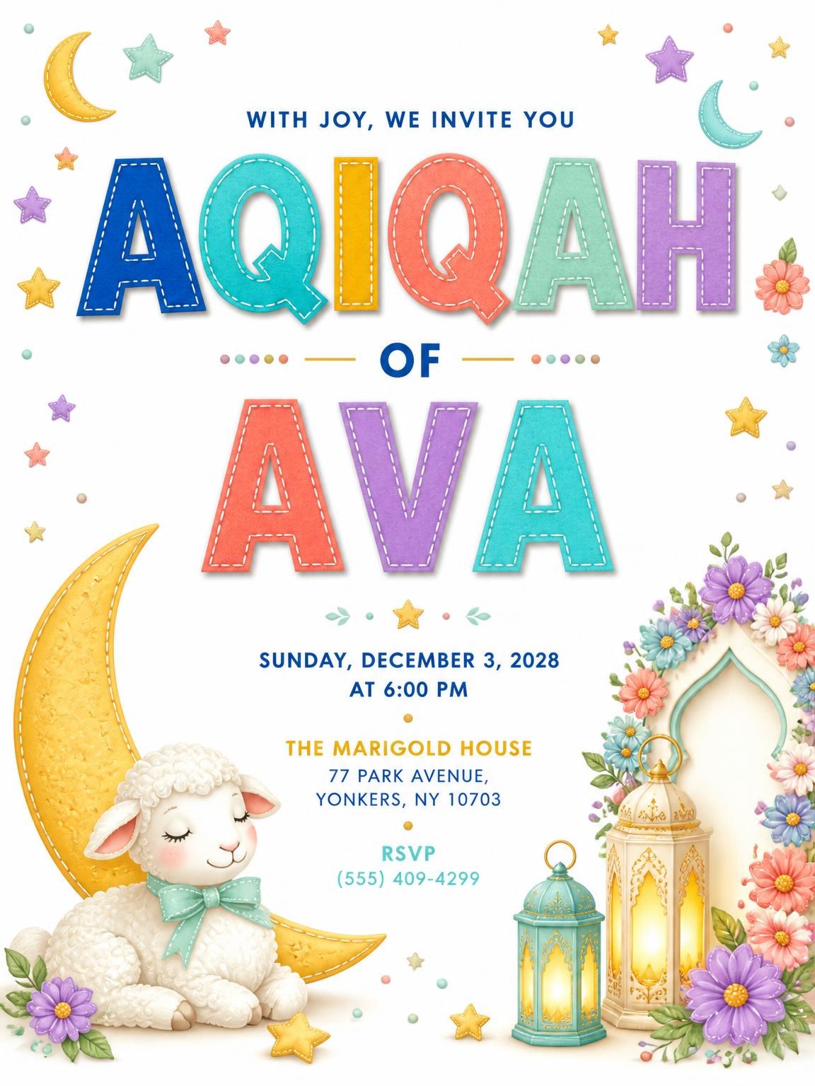 Sleeping Baby Aqiqah Invitation
