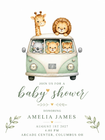 Safari Camper Critters Baby Shower