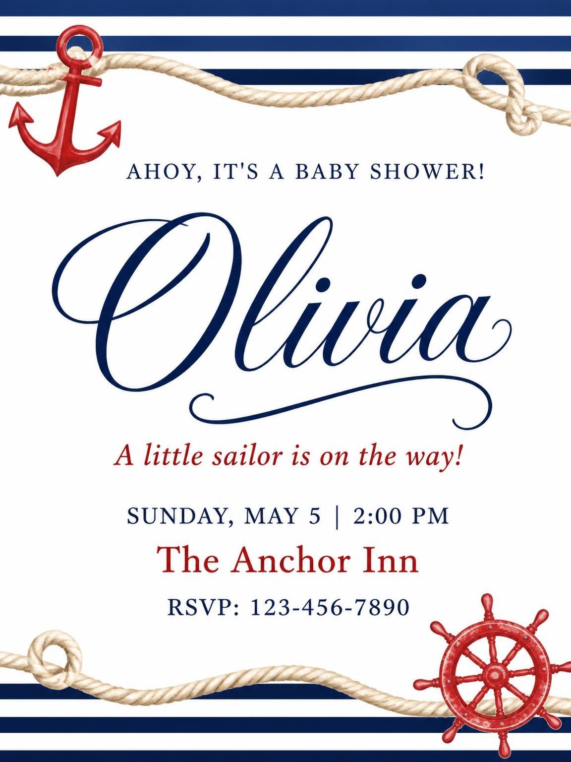 Watercolor Nautical Anchor Baby Shower