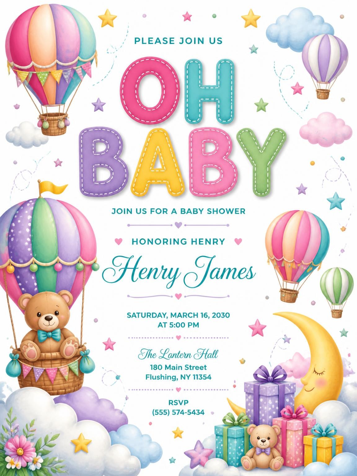 Flower Bouquet Baby Shower Invitation