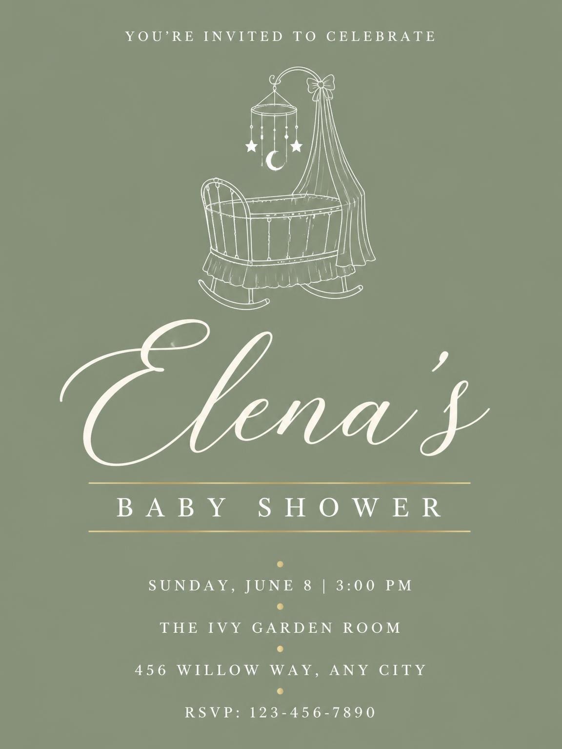 Sage Green Cradle Baby Shower