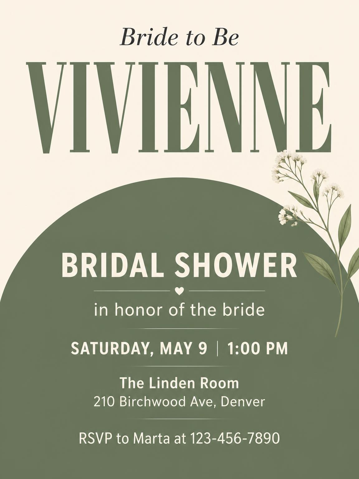 Sage Green Minimalist Bridal Shower