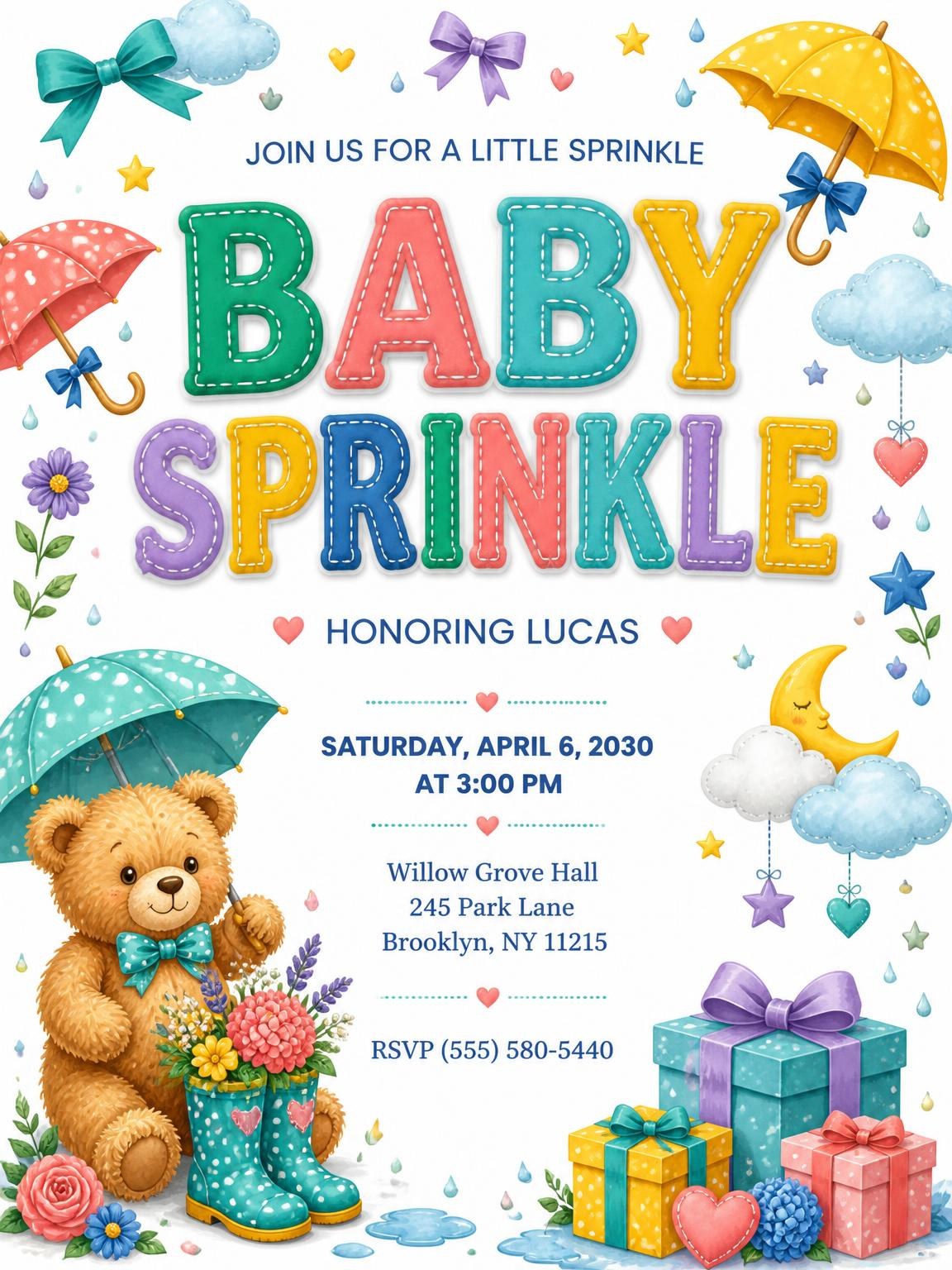 Hanging Mobile Baby Sprinkle Invitation