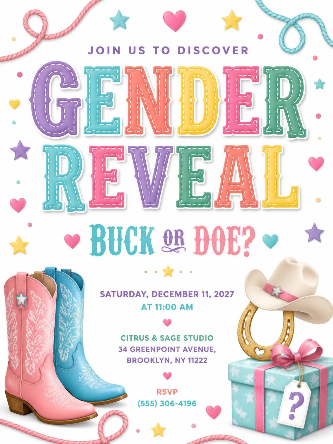Cowboy Boots Gender Reveal Invitation