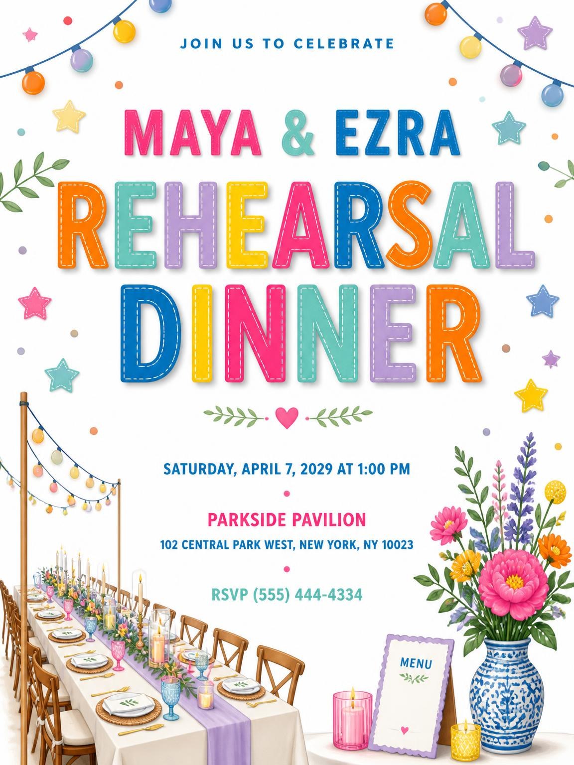 Candlelight Rehearsal Dinner Invitation