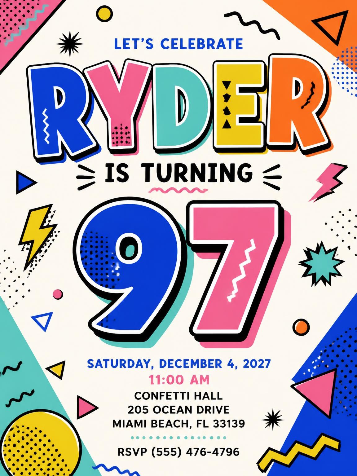 Memphis Pop 97th Birthday Invitation