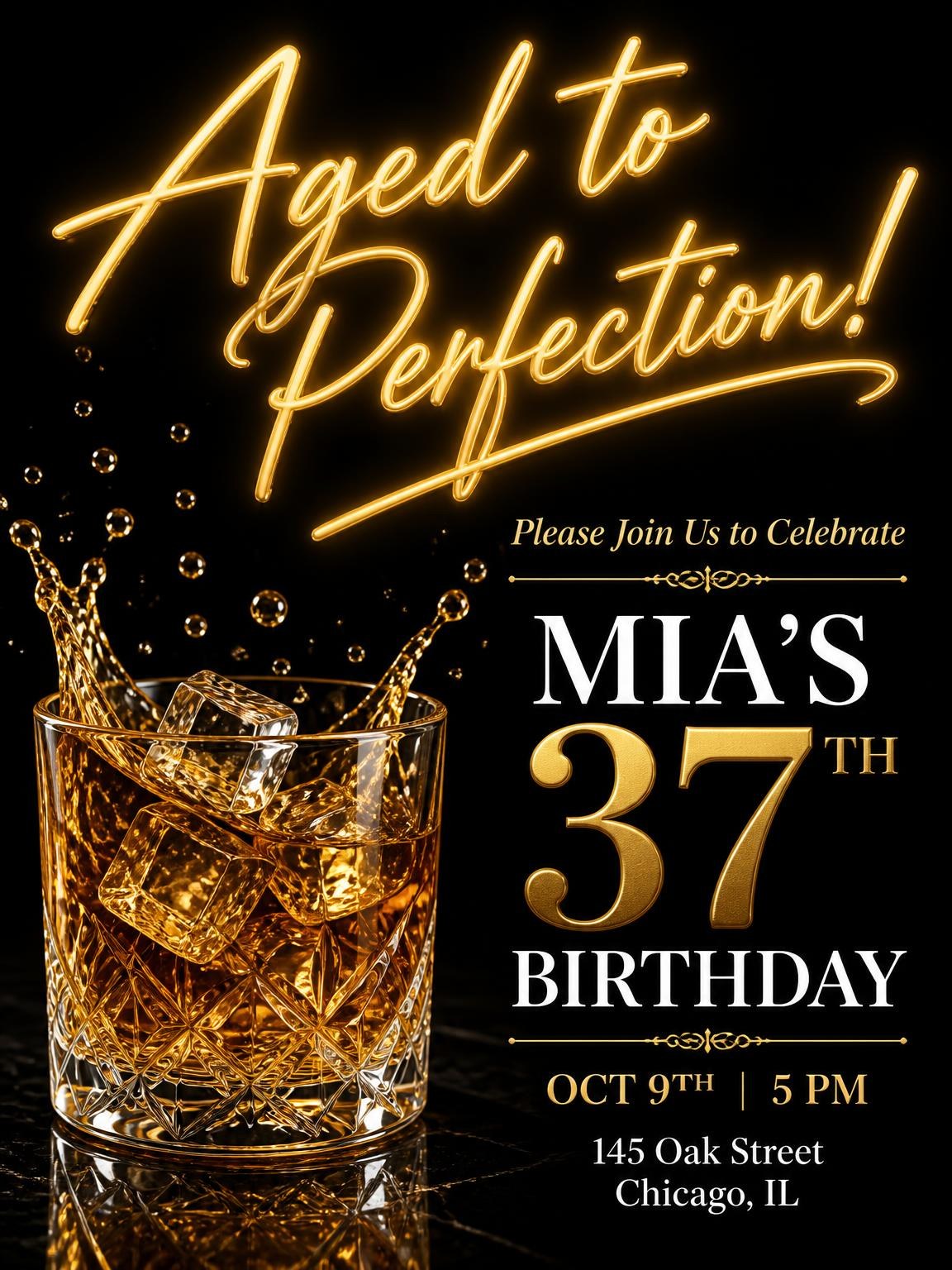 Whiskey Lowball 37th Birthday Invitation