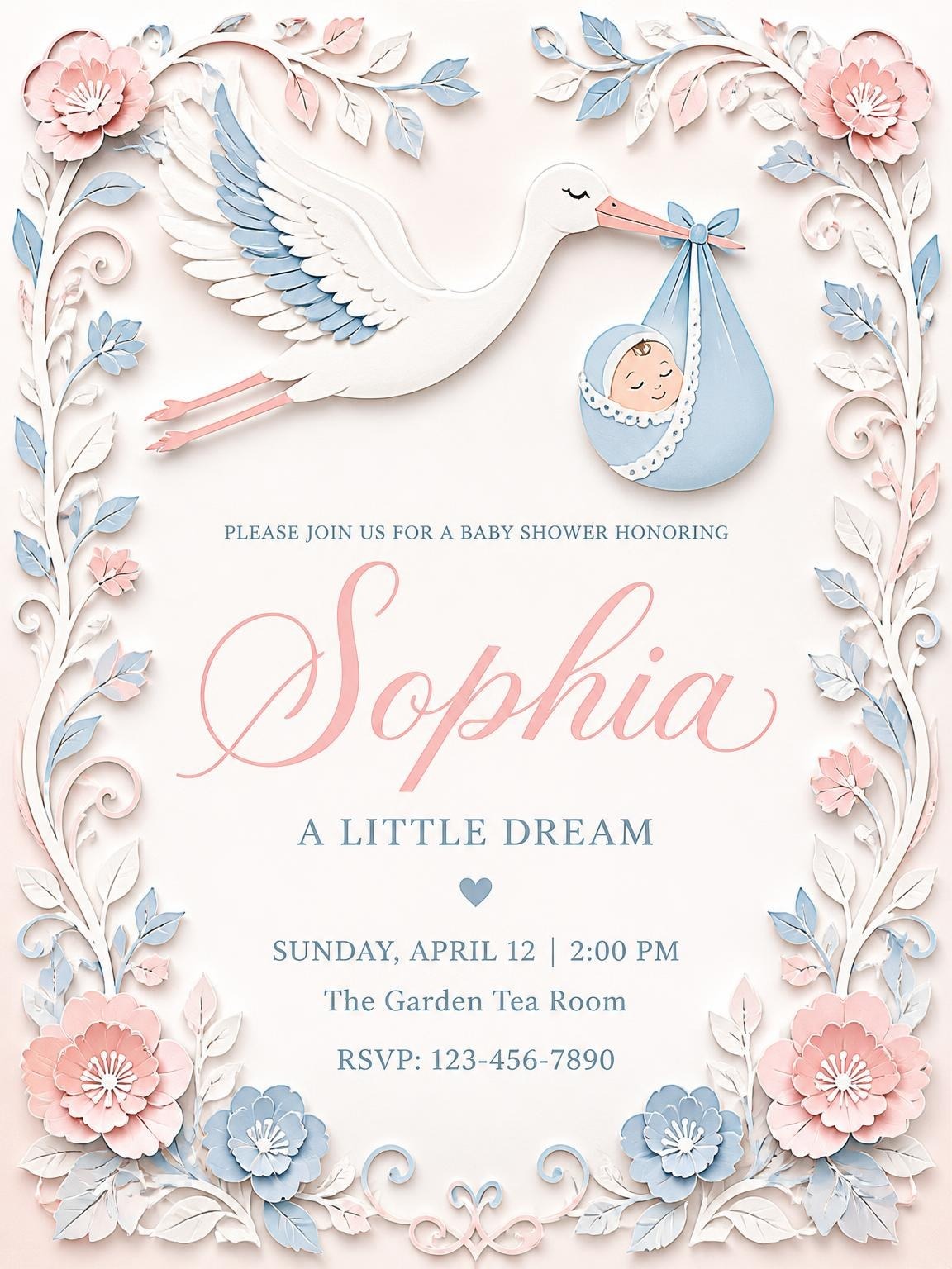 Pink and Blue Stork Baby Shower