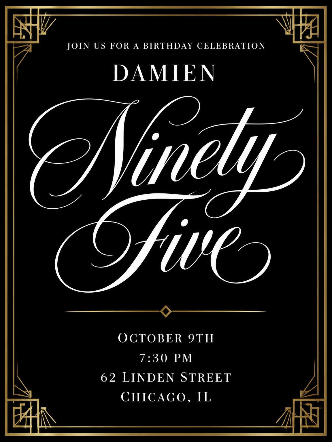Art Deco 95th Birthday Invitation