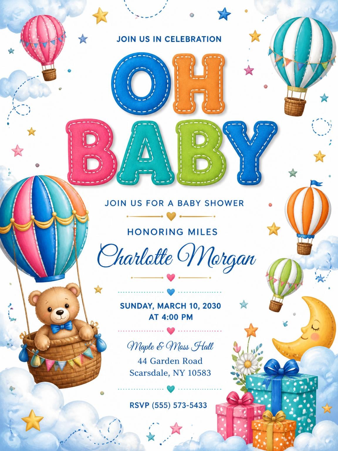 Boxes Flowers Baby Shower Invitation
