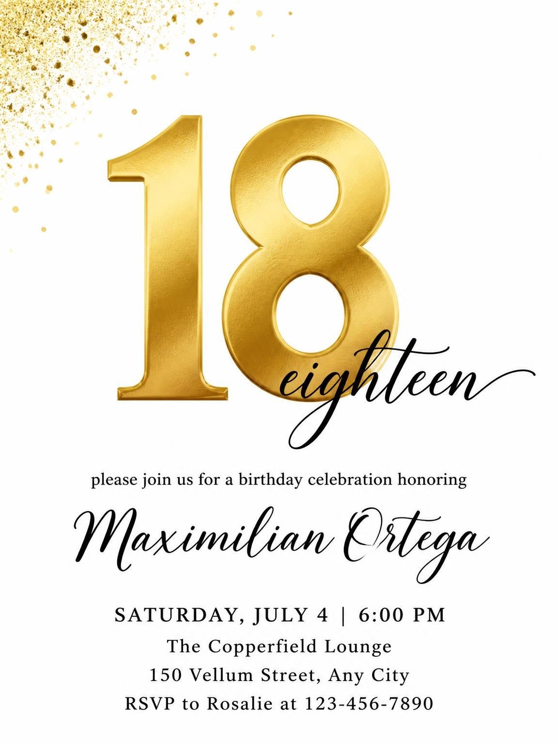 Gold 3D Numeral 18th Birthday