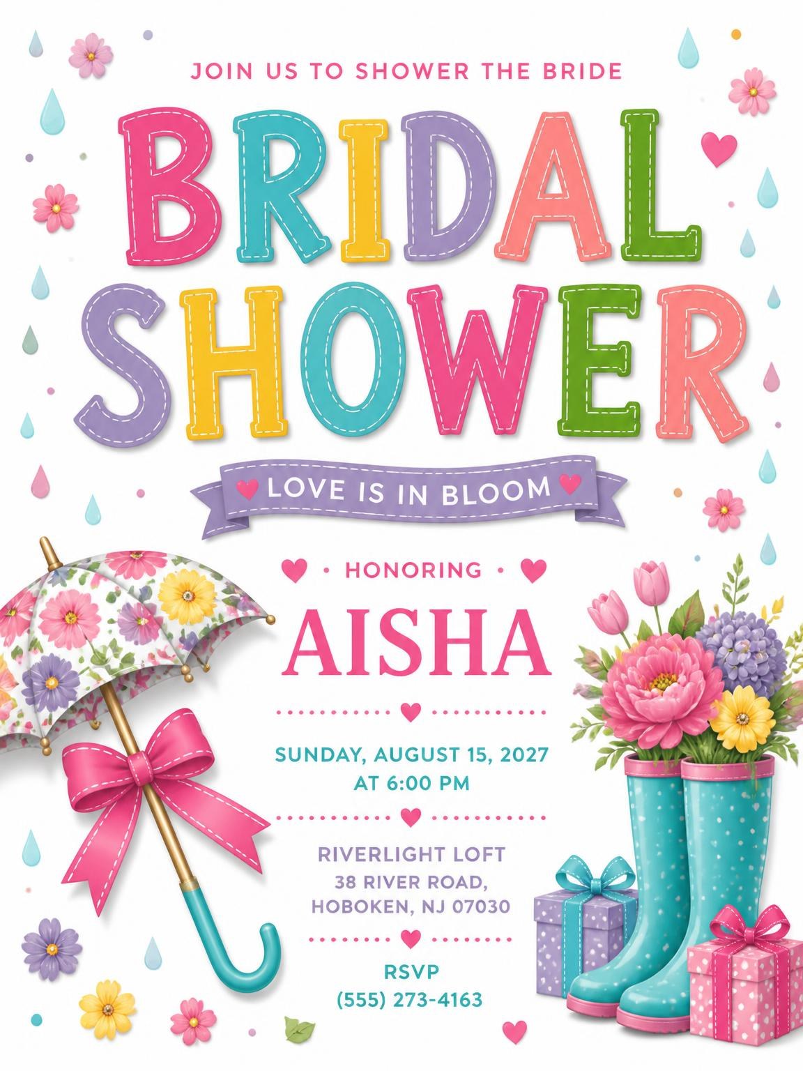 Floral Umbrella Bridal Shower Invitation