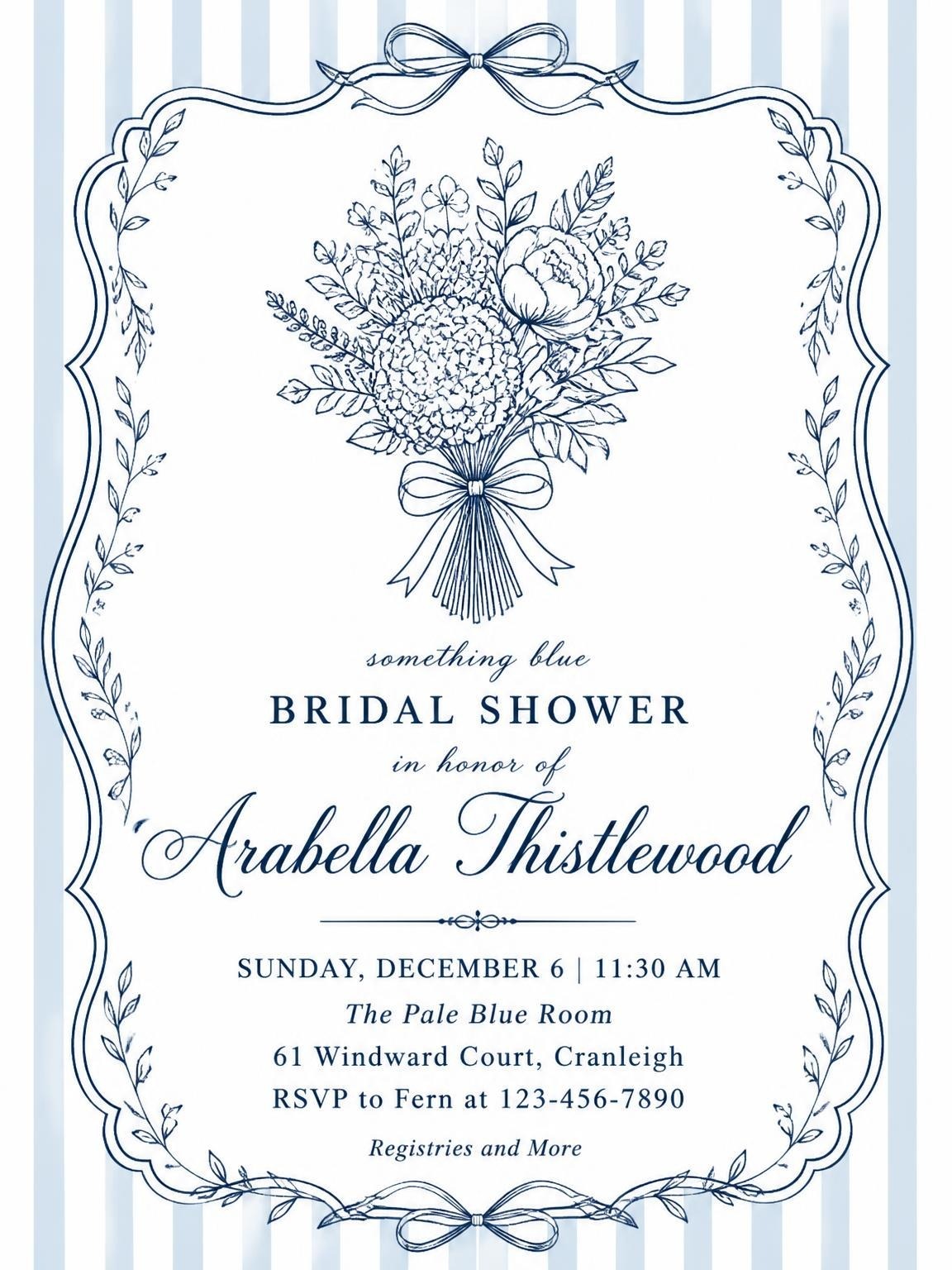 Navy Blue Botanical Bridal Shower