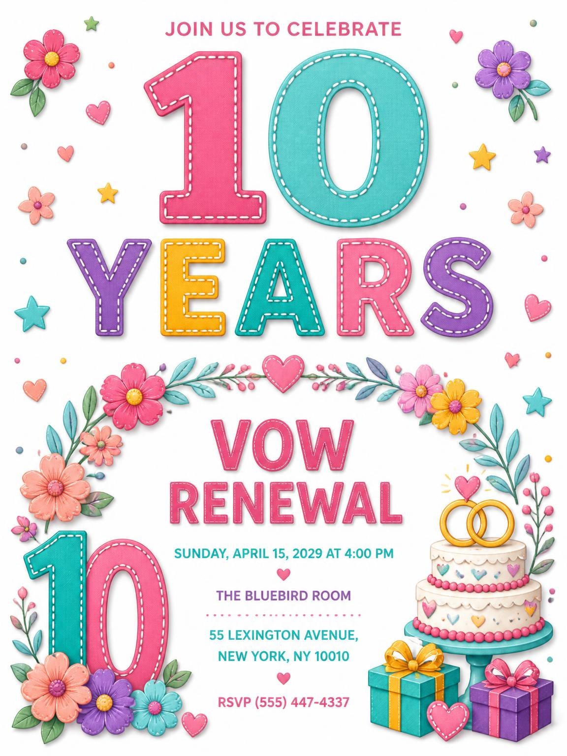 Tiered Cake Vow Renewal Invitation
