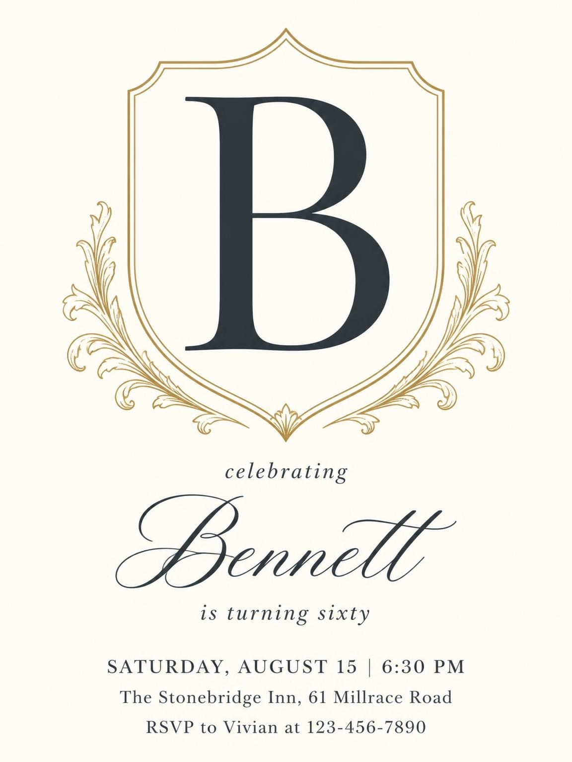 Gold Crest Monogram 60th Birthday