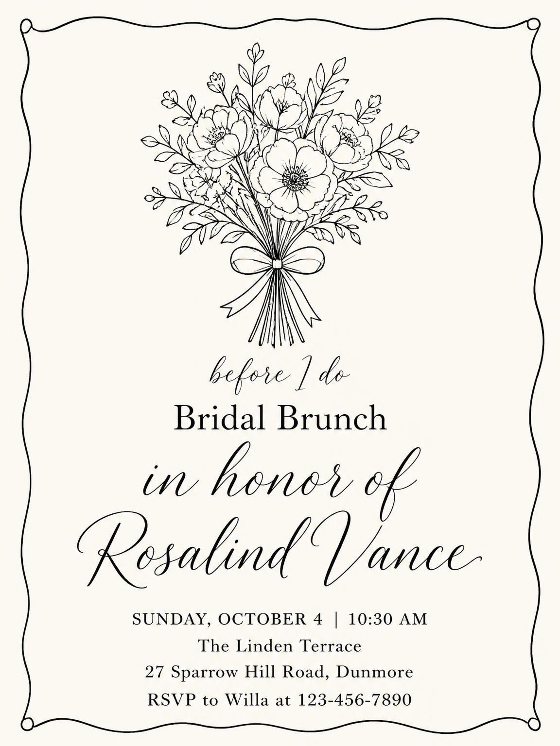 Minimalist Black Line-Art Bridal Brunch