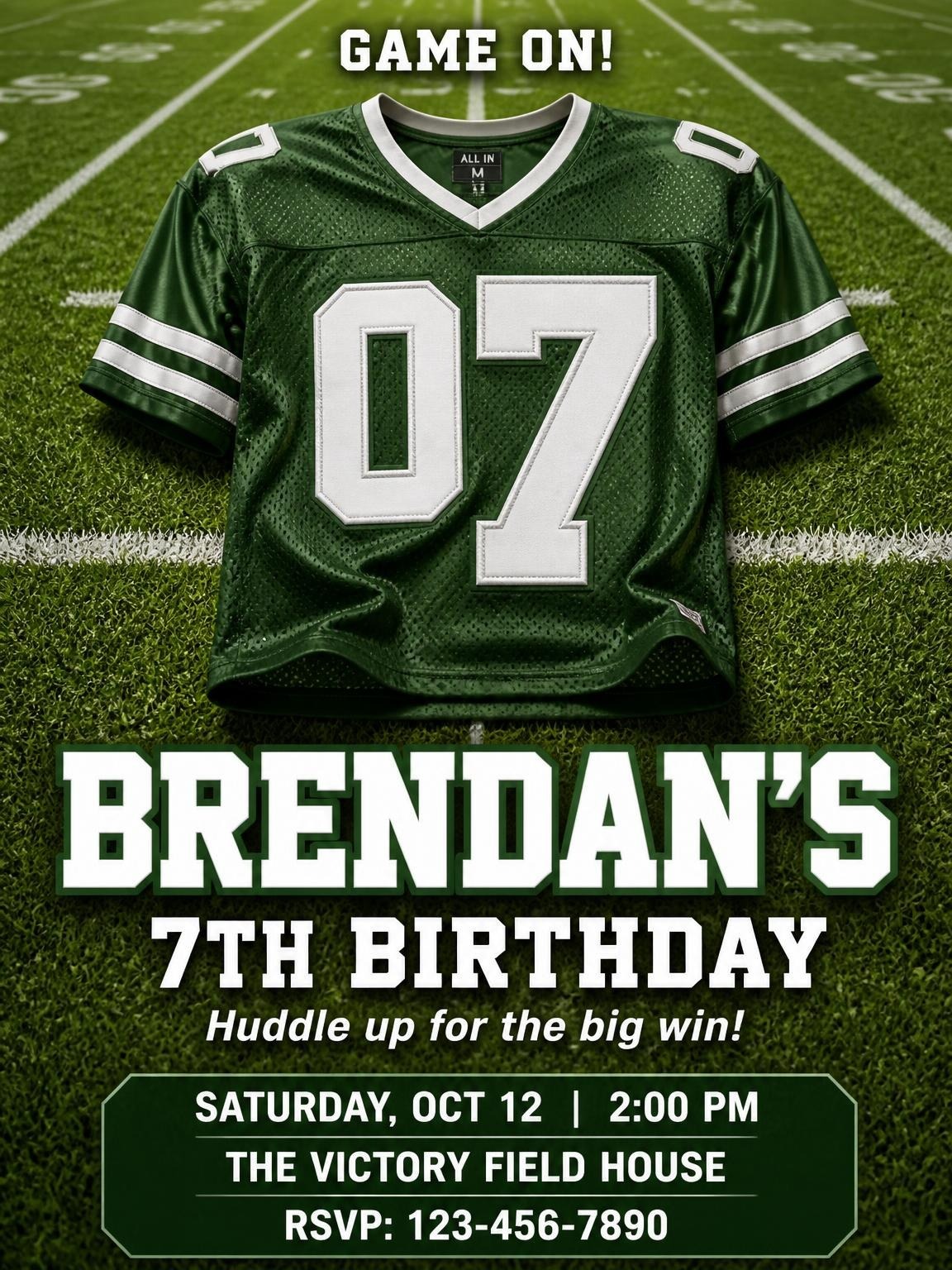 Green Jersey Football 7th Birthday Party