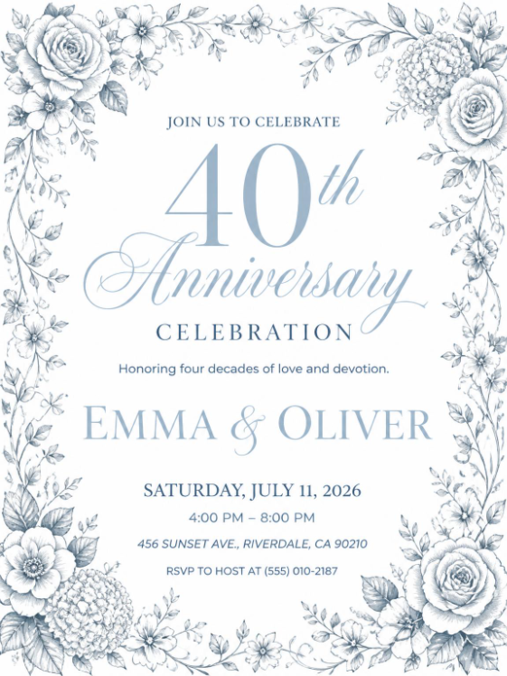 Elegant Rose 40th Anniversary